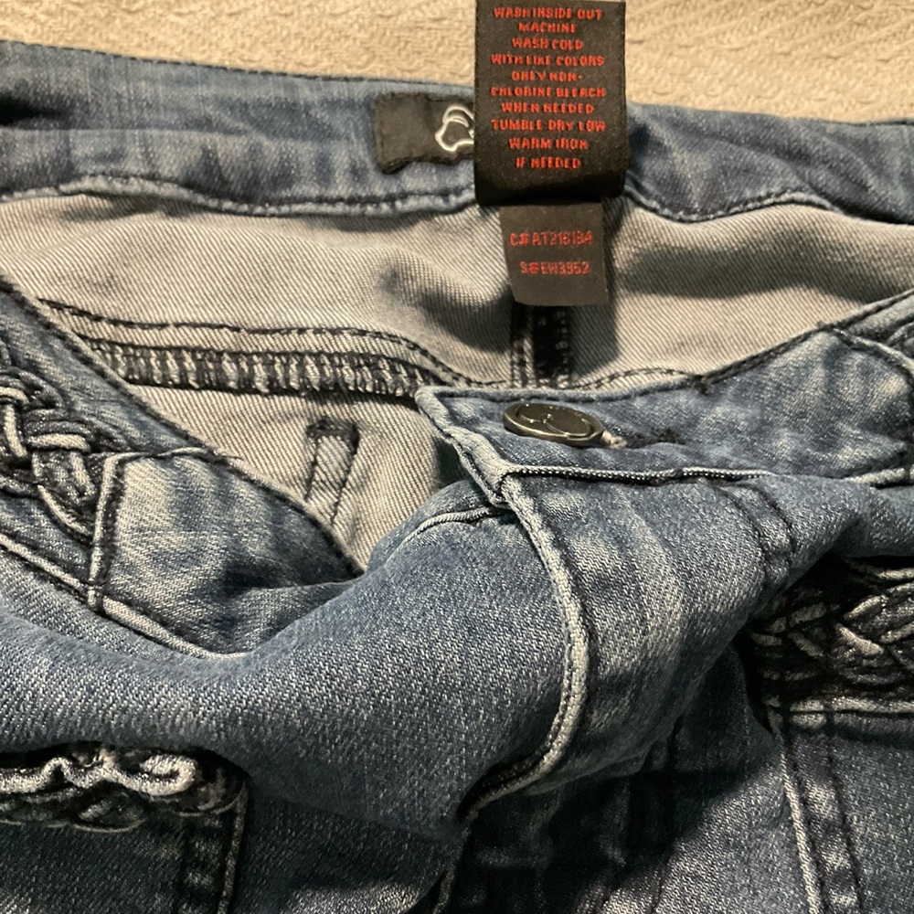 Earl Jeans Blue Denim Skirt with Braided Waist Detail Size 4
